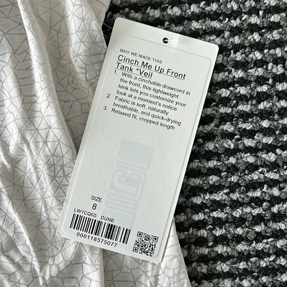 NWT LULULEMON Cinch Me Up Front Tank *Veil Size 8 Color Dune - Picture 5 of 6